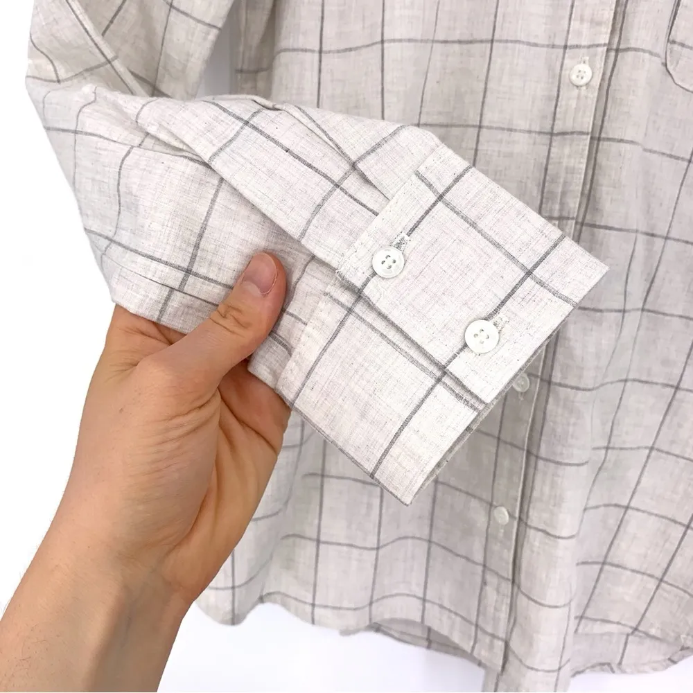 NOT MONDAY Kennedy Windowpane Shirt Light Grey XS - Image 4