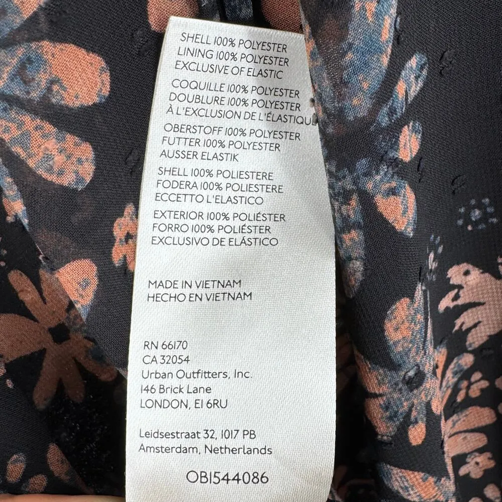 Free People Clarissa top women's small midnight combo puff smocked black floral - Image 11