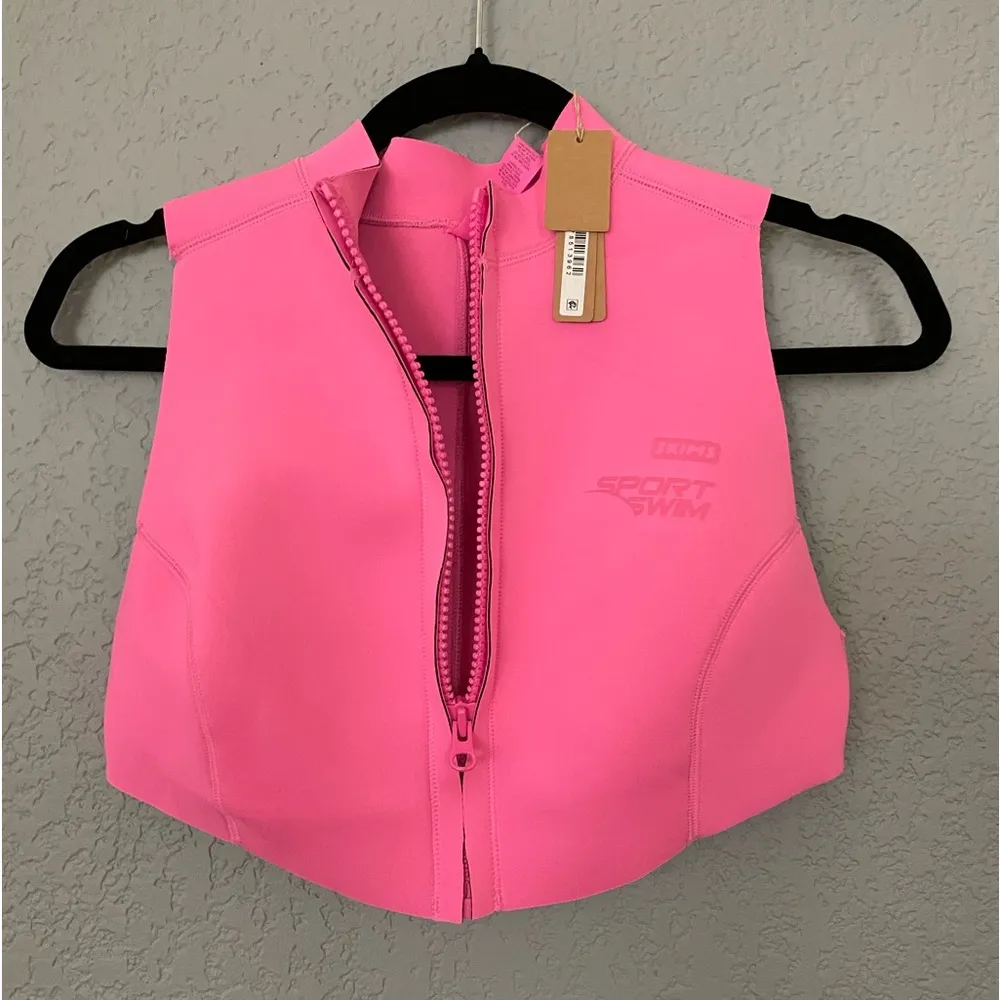 NWT Skims Swim Zipper Pink Cropped Top Size XL - Image 5