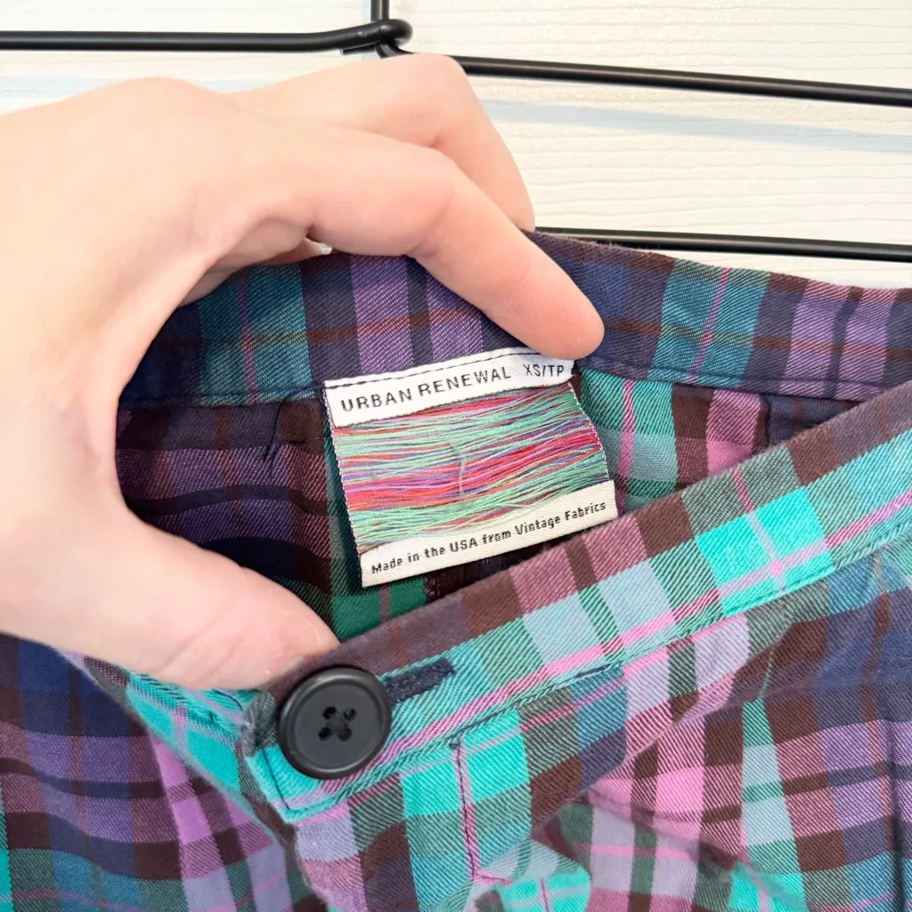 Urban Renewal Made in the USA Vintage Plaid Chinos - Purple, Blue, Black. Sz XS - Image 3