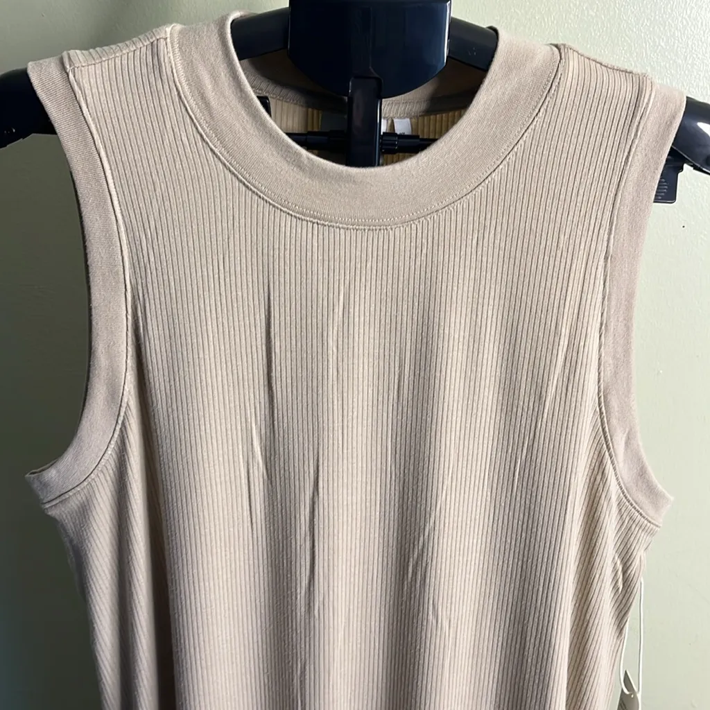 Richer Poorer Vintage Rib Column Dress in Sandstorm, size XL Tan - Image 6