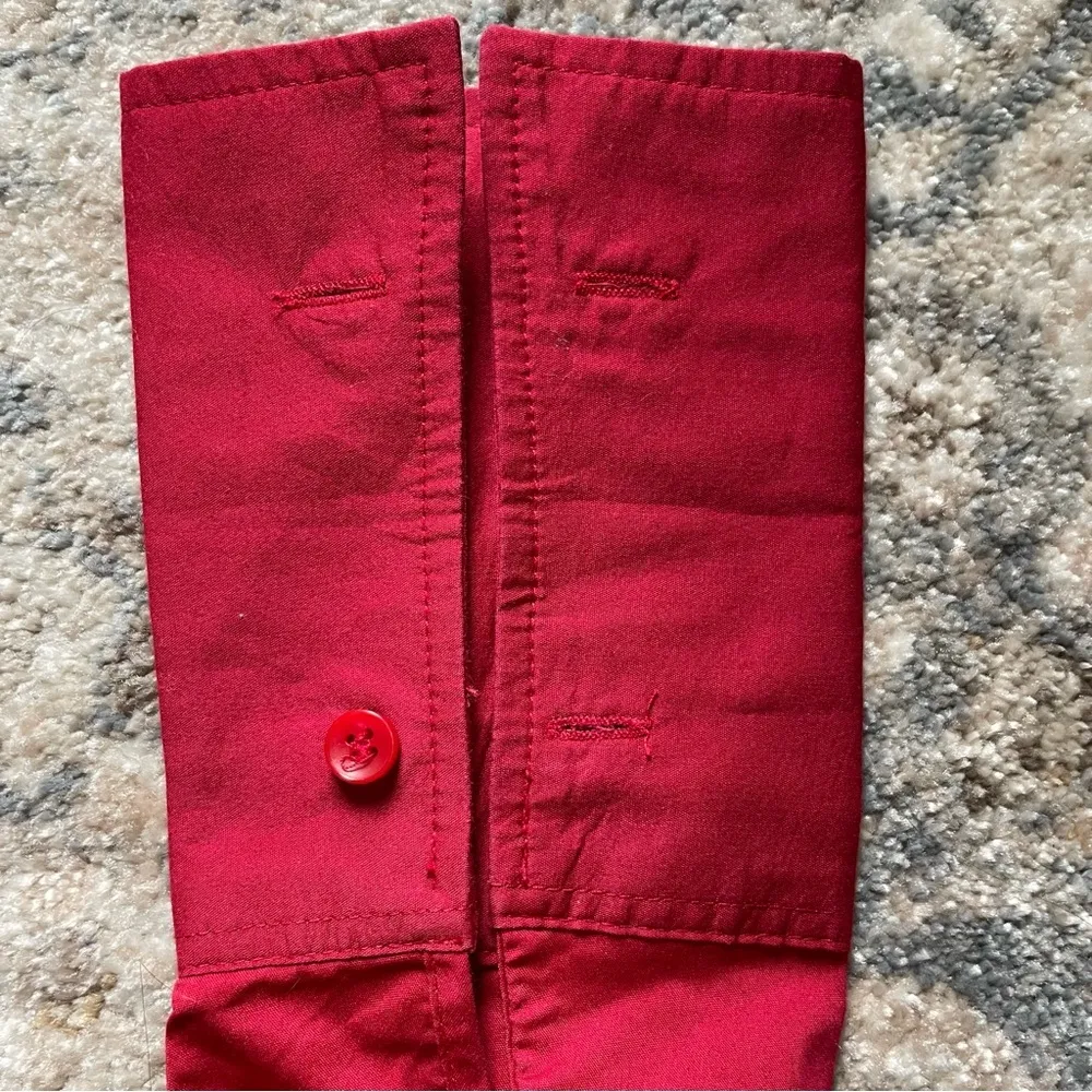 New York & Company Tailored Tight Fit Red Button Down Office Siren Shirt Small - Image 13