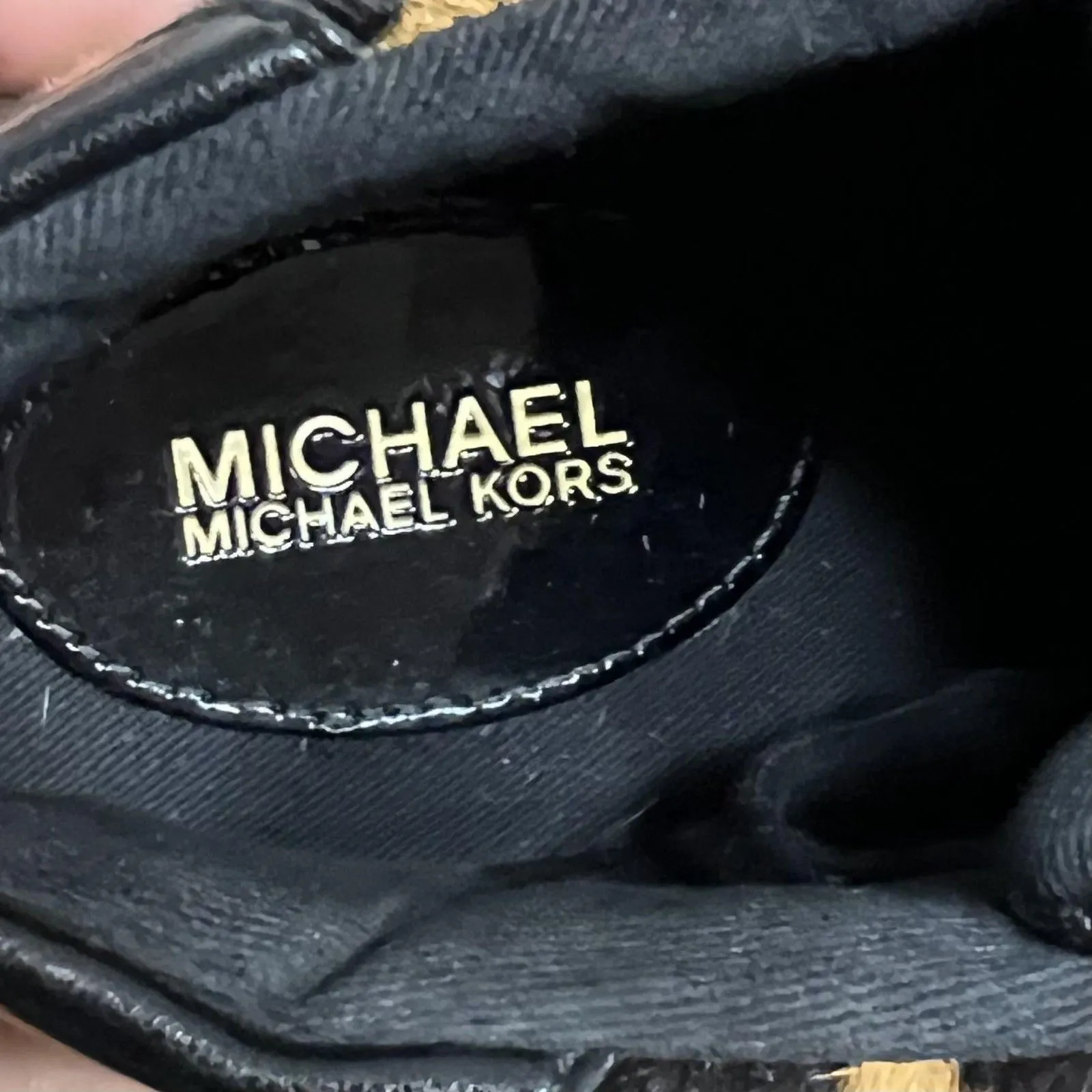 Michael Kors Shoes Womens Size 7 Black Animal Print High Top Sneakers Leather - Image 6