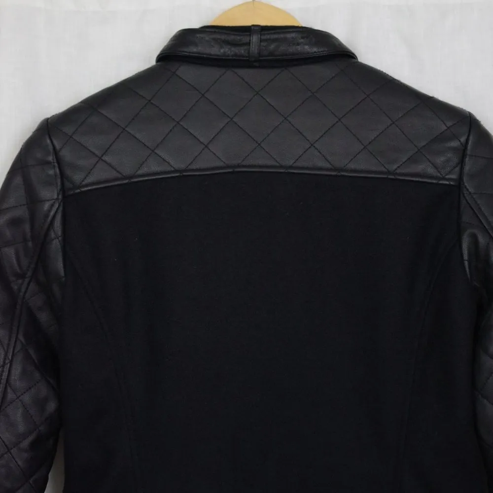 Lamb Leather & Wool Blend Moto Style Jacket by Truth Of Touch Small Black - Image 7