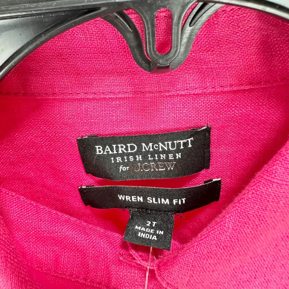 J.Crew Tall Wren Slim Shirt Baird McNutt Irish Linen Snapdragon Pink US 2 NWT - Image 5