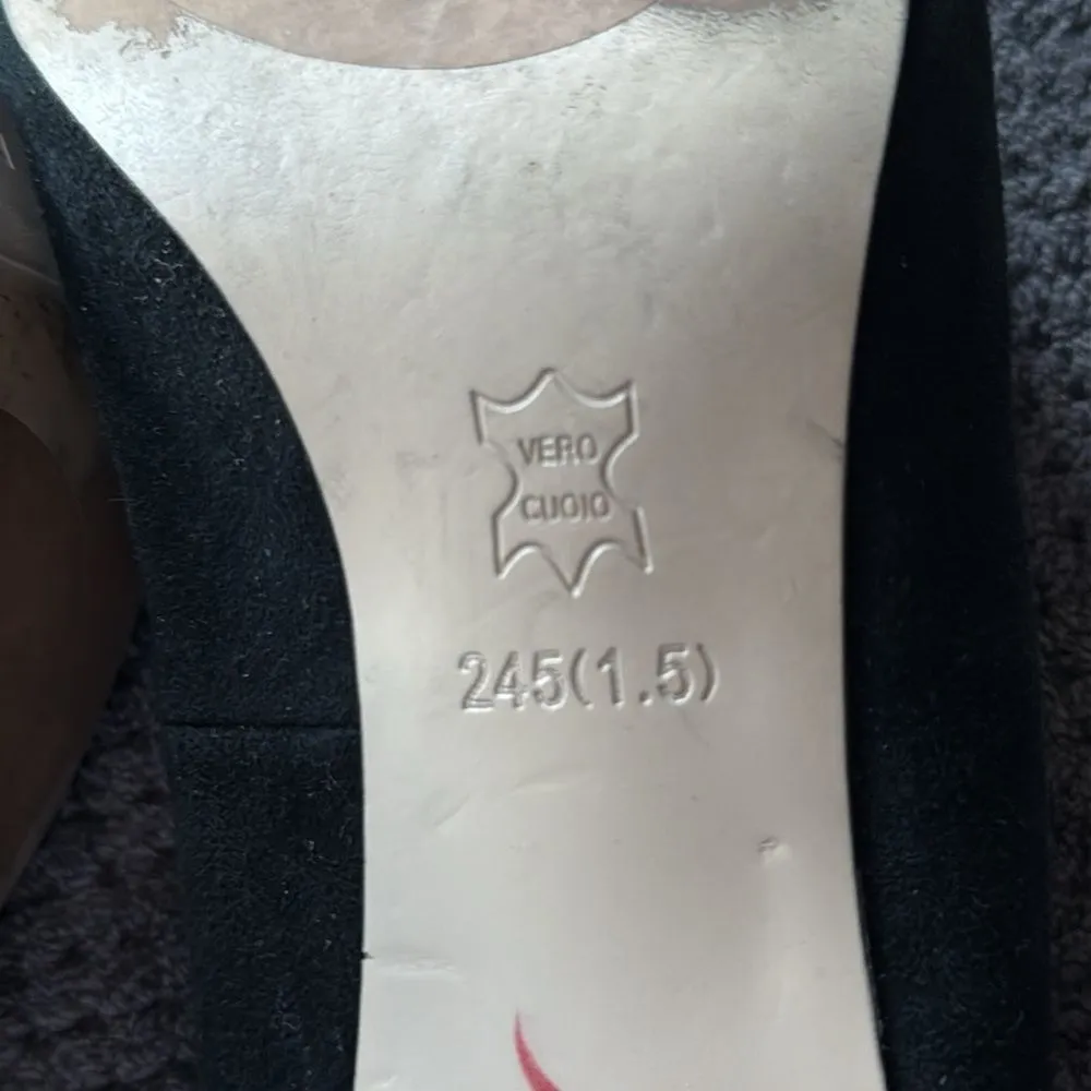 Alomore Black Suede Rhinestone Bow Flats 7.5 Pointed Toe Leather‎ Sole heels - Image 9