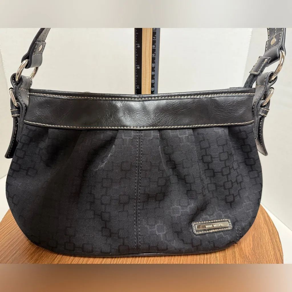 Nine West Vintage Y2K Shoulder Bag w Textured Fabric Zip Closure/Match Case Inc - Image 9