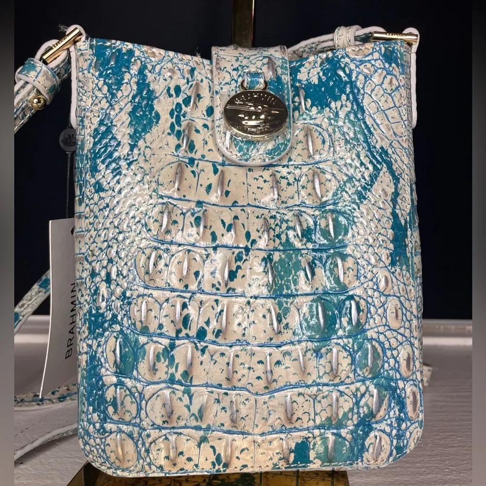 Brahmin Marley Crossbody Bag Mesmerized Melbourne Blue White Leather NWT - Image 2