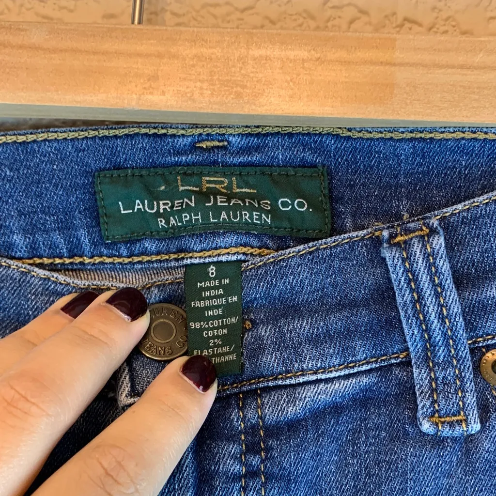 Ralph Lauren Women's classic straight jean sz 8 medium wash midrise work *flaw Blue - Image 2