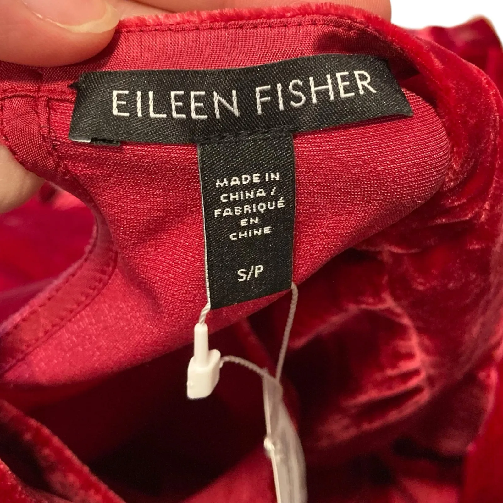 Eileen Fisher The System Ruby Red Silk Velvet Dress Womens Sz Small Knee Length - Image 7