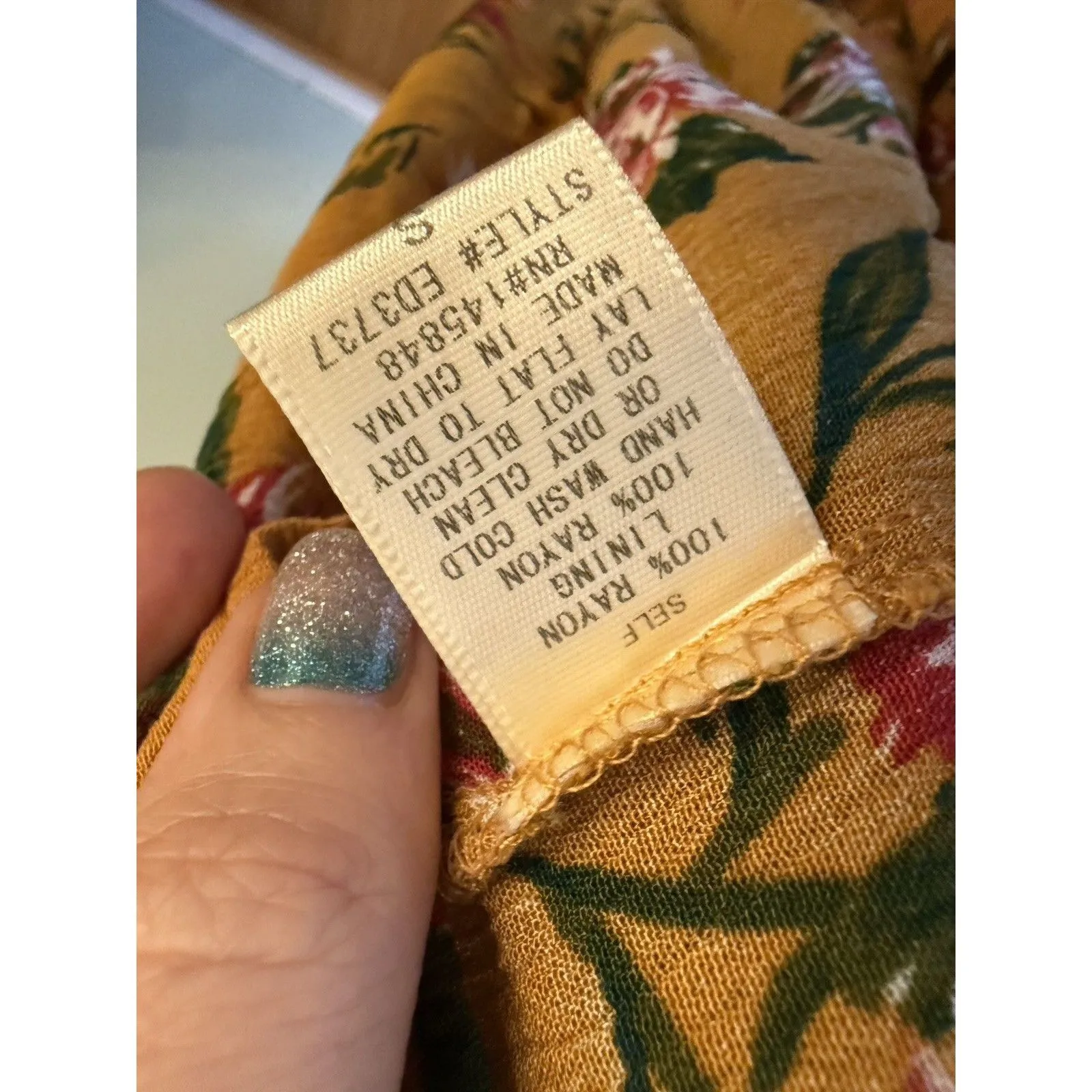 Everly Size Small Wrap Dress Mustard Yellow‎ Floral Boho Women's - Image 3