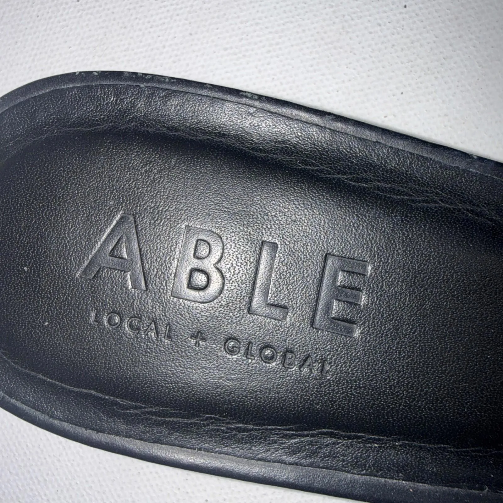 Able Black Leather Old Money Minimalist Pointed Toe Slides Mules Size 9.5 - Image 3