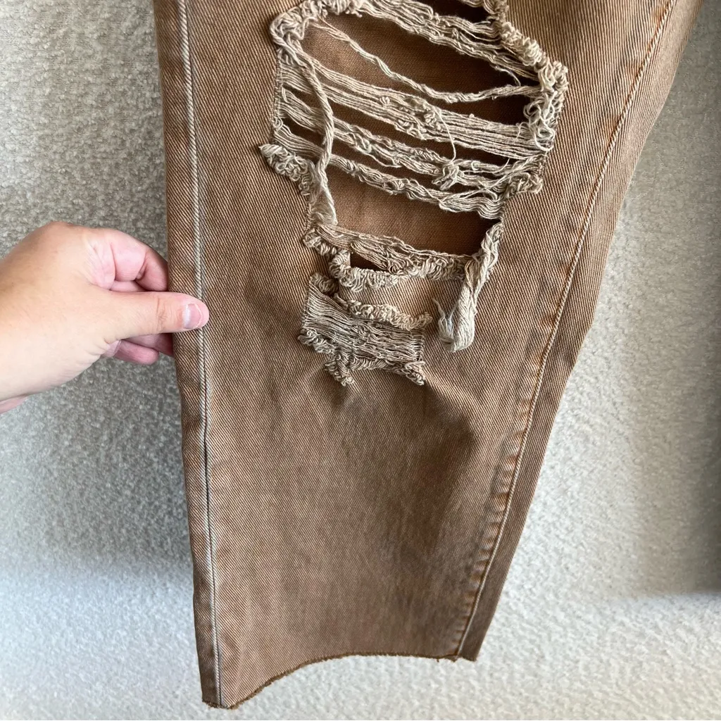 Vervet By Flying Money Women’s Distressed Crop Autumn Denim Jeans Size 29‎ Brown - Image 10