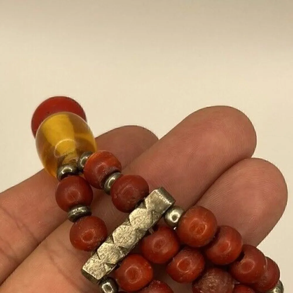 Tibetan Silver Turquoise Coral Bohemian Boho Turtle Shell Shape Charm Bracelet Red - Image 7