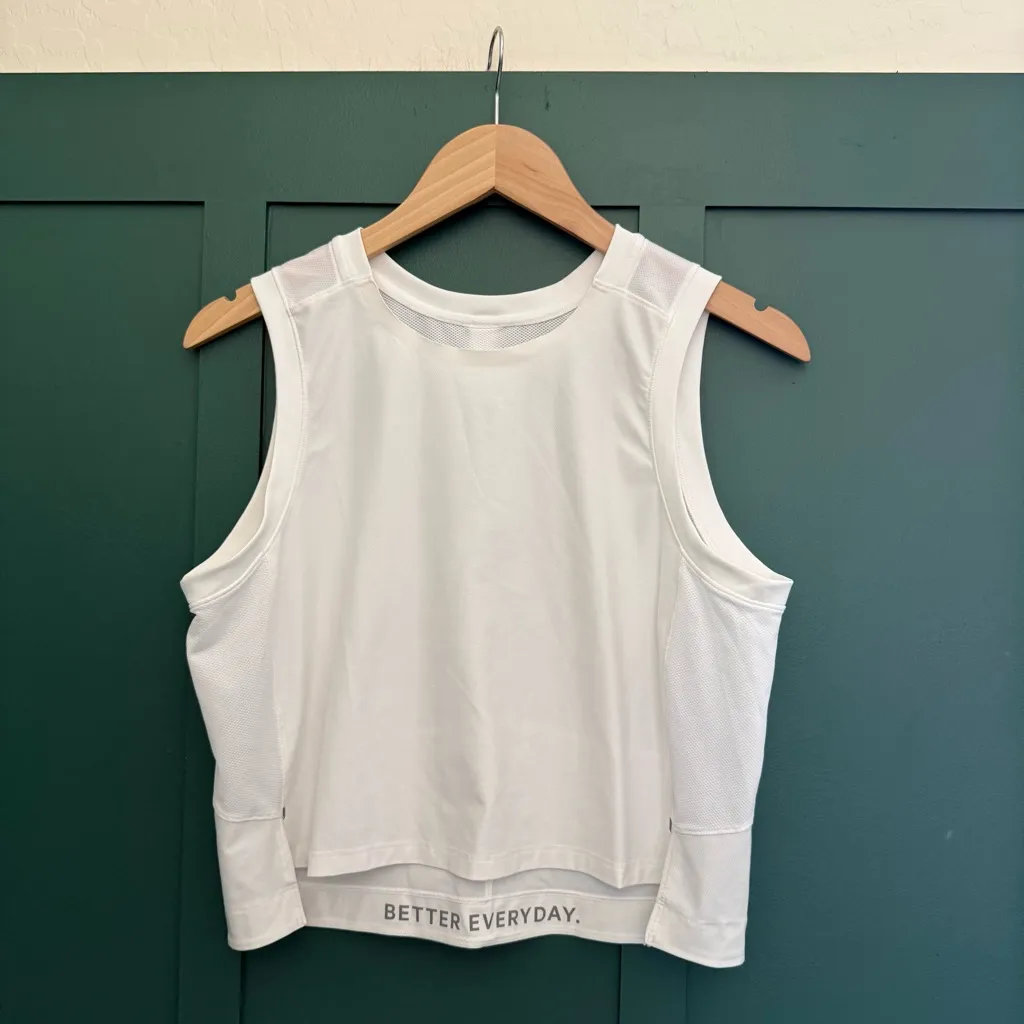 Lululemon Mesh Back Cropped Train Tank Top White - Image 4