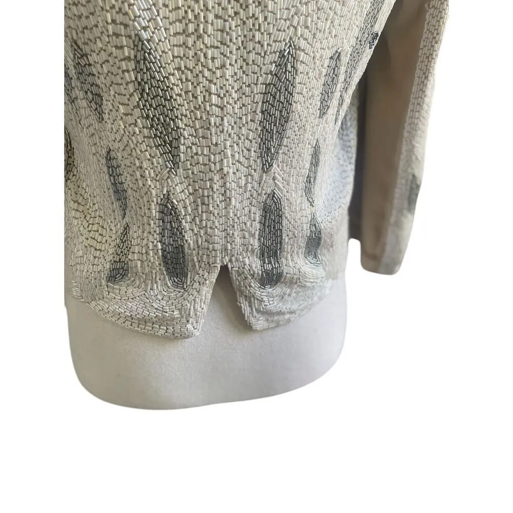 Haute Hippie (Serena Gossip Girl) Beaded Blazer Tan/ Gold XS Evening Jacket - Image 4