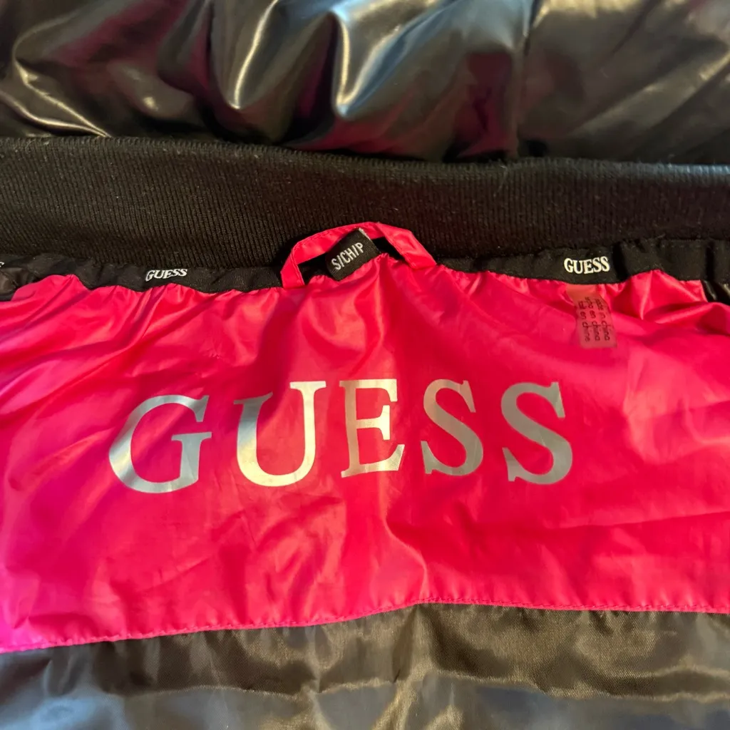 GUESS Women's Pink Puffer Size S Hooded Winter Puffer Jacket - Image 8