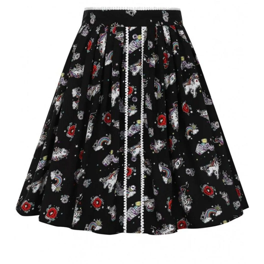 Hell Bunny Skirt Women XL Black Unicorn Rainbow 60s Mod Retro Kidcore Kawaii NWT - Image 15