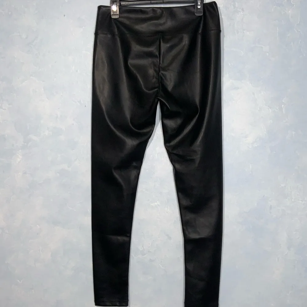 Hunter & Brown Black Faux Leather Spandex Leggings XL - Image 3
