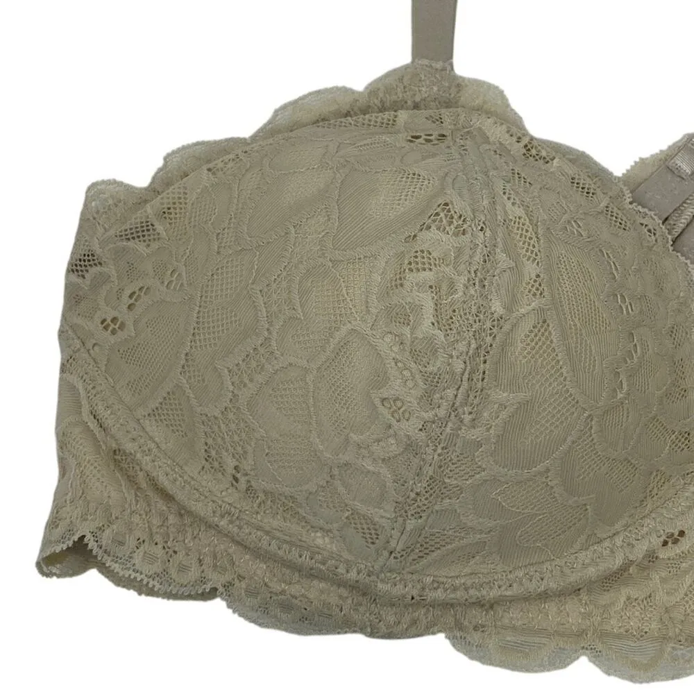 Aerie Beige Real Power Wireless Push-Up Plunge Racerback Lace Bra Size 36D NEW - Image 3