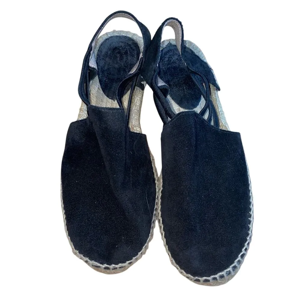 Suede Black Slingback Espadrilles Size 8 - Image 2