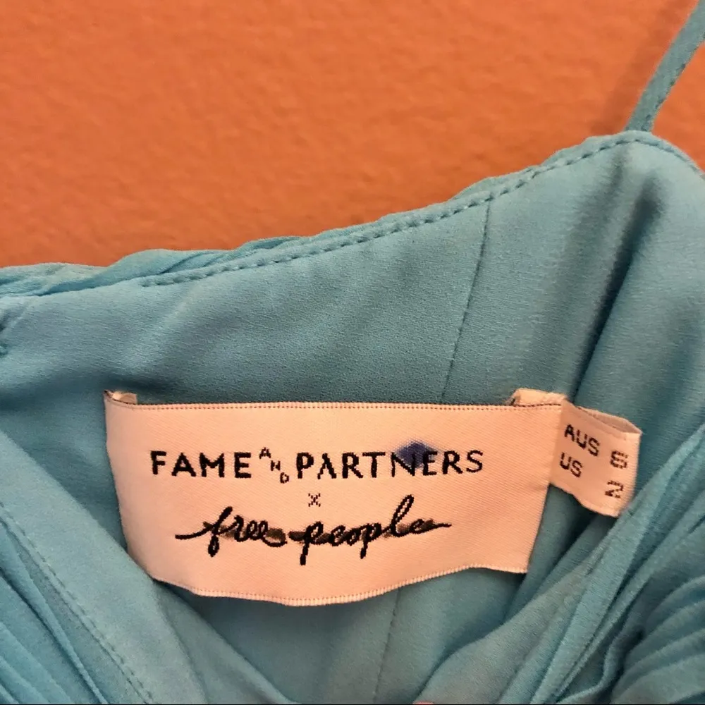 Free People X Fame and Partners Damita Ruched Mini Dress‎ Blue Size 2 - Image 7