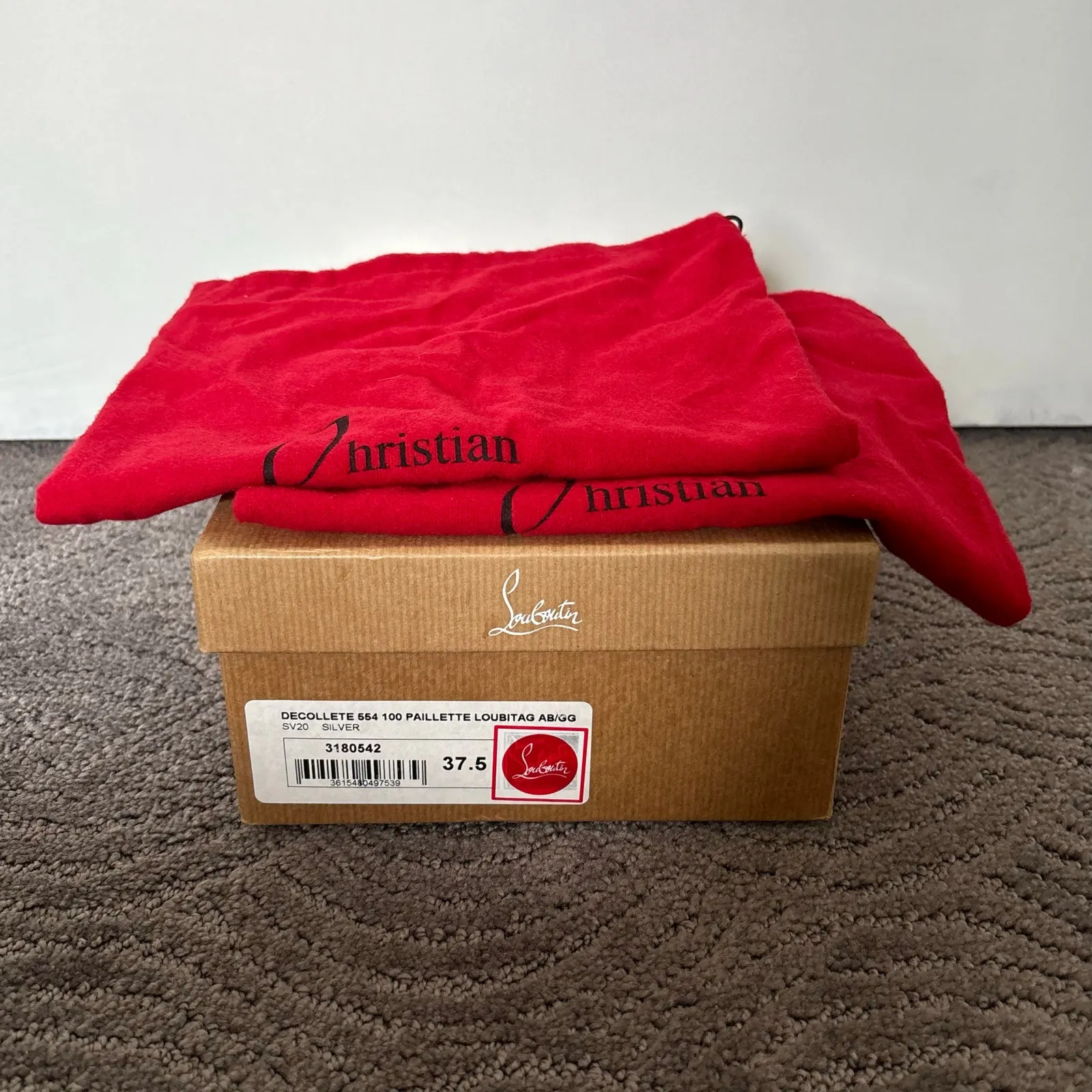 Christian Louboutin Decolette 554 100 Paillette Pump Sequin Multicolor Size 37.5 - Image 15