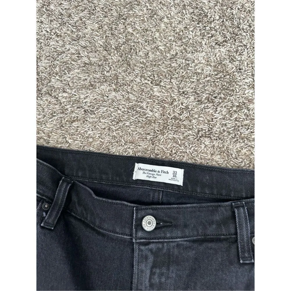 Abercrombie & Fitch The Vintage Flare High Rise Black Wash Jeans 33/16 Long - Image 4