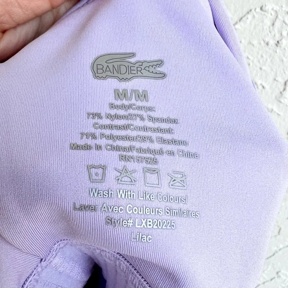 Bandier x Lacoste short catsuit lilac lavender Medium new with tags - Image 6