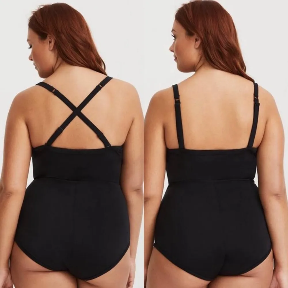 Torrid Neon Pink & Black Lattice Push Up One Piece Swimsuit Size 2 - Image 5