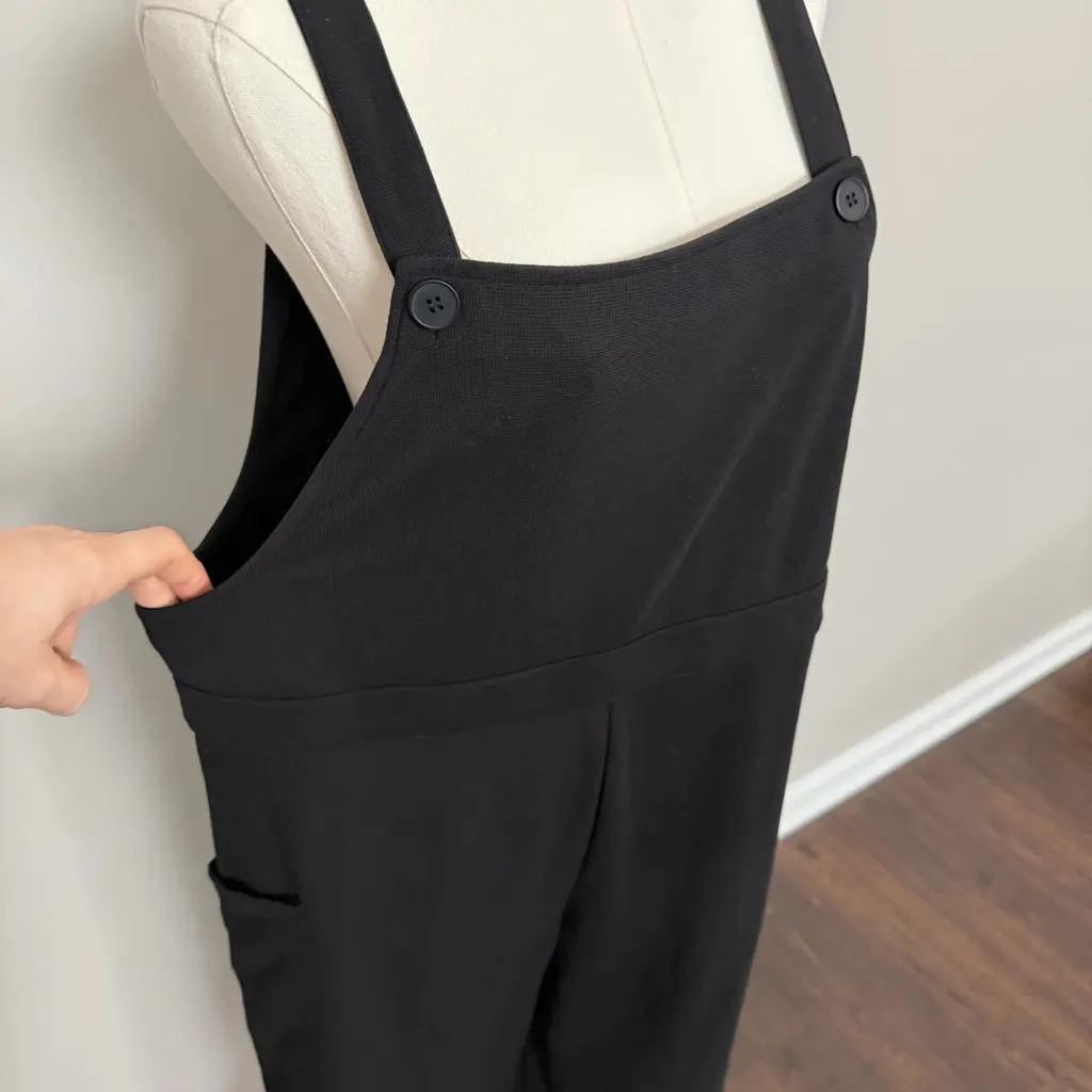 Halara Jumpsuit Overalls Wide Leg Cargo Pockets Stretch Travel Lounge Black - Image 5