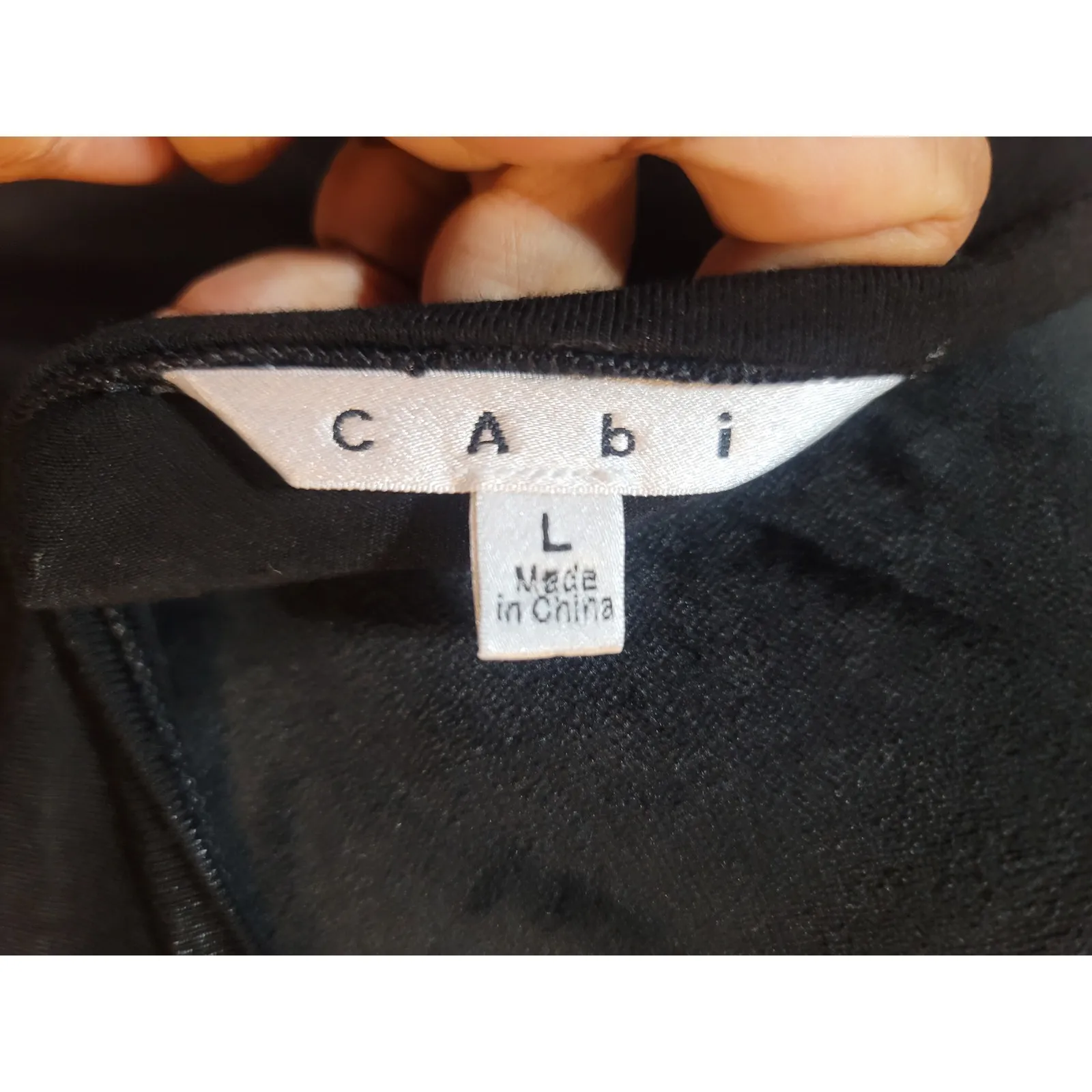 CAbi Top Women's Size L Black Long Sleeve V Neck Floral Sequin Beaded Stretch - Image 9