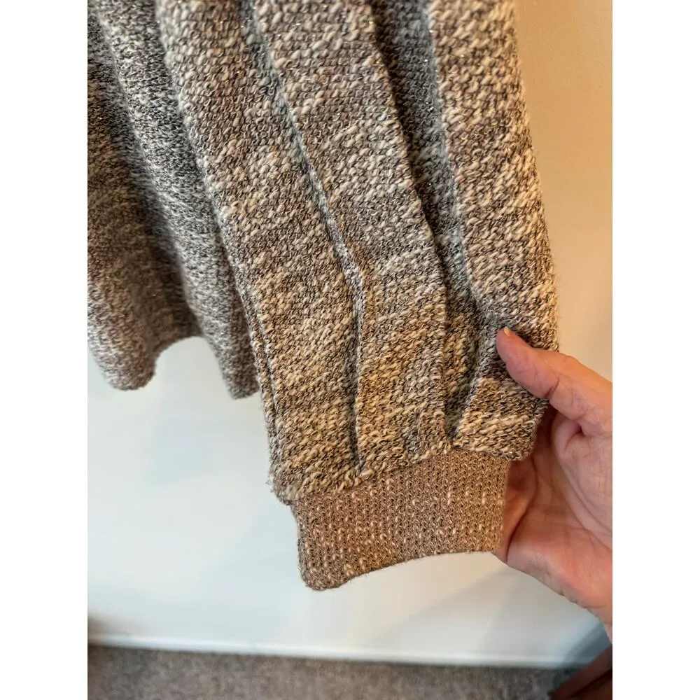 Eri + Ali Long Sleeve Pleated Pullover Sweater Heather Beige Women's Size XS Tan - Image 3