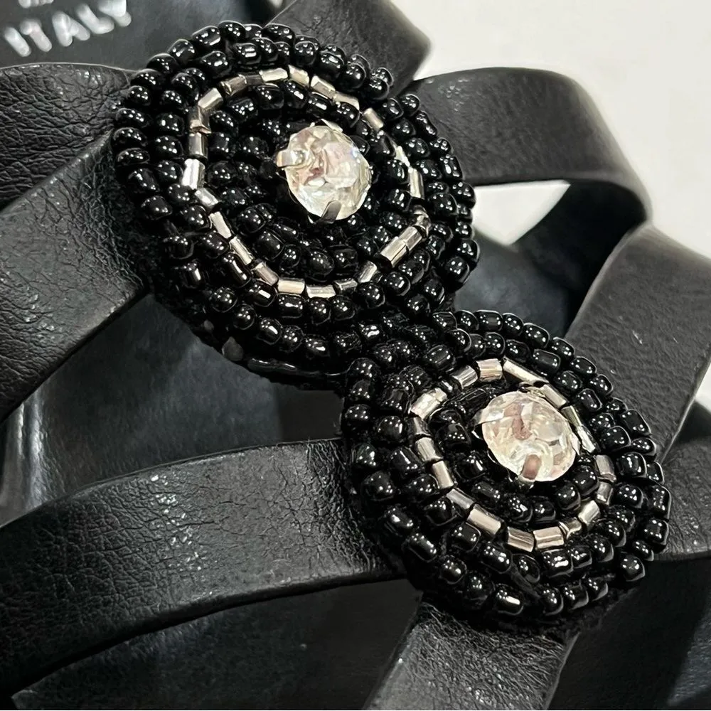 Italian Shoemakers Whitney Black Embellished Wedge Sandal Sz 10 - Image 3