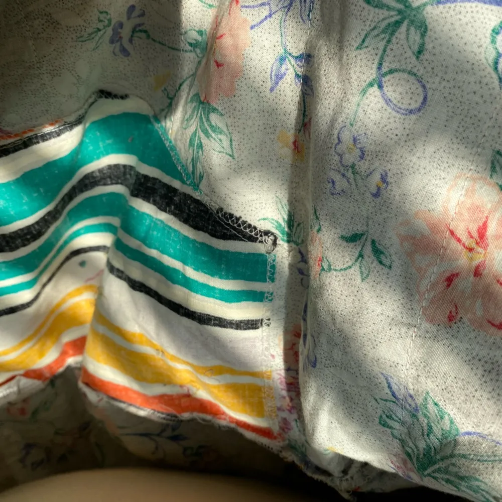 Vintage Paula Sweet Muslin Mink Fringe Floral Jacket, Size Small Blue - Image 4