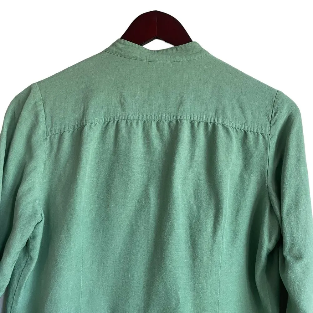 Emma James Women Top Size 10P Green Flare 3/4 Sleeve Pin Tuck Bodice Dainty Chic - Image 9