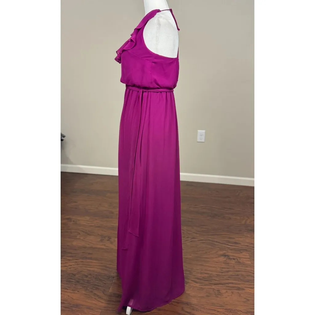 NEW AMSALE XS Elegant ruffle chiffon maxi dress Pink perfect weddings events. - Image 3