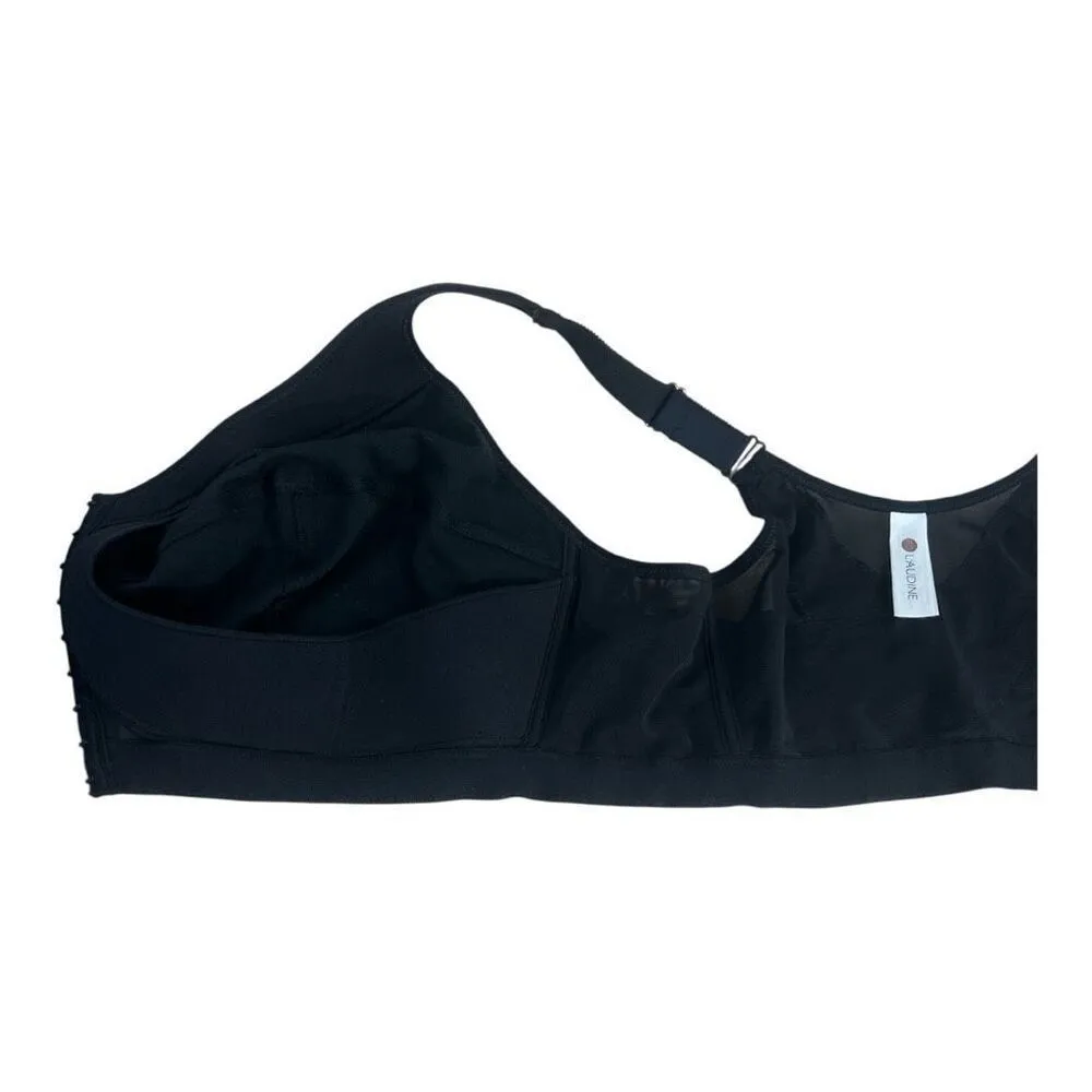 Laudine Hook Eye Front Close Wireless Bra Plus Size 44G Black Back Support - Image 5