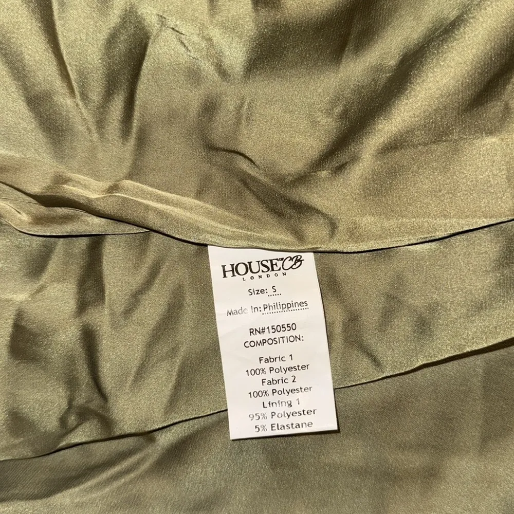 NWOT HOUSE OF CB Myrna olive green Satin Corset Midi Dress sz S - Image 8