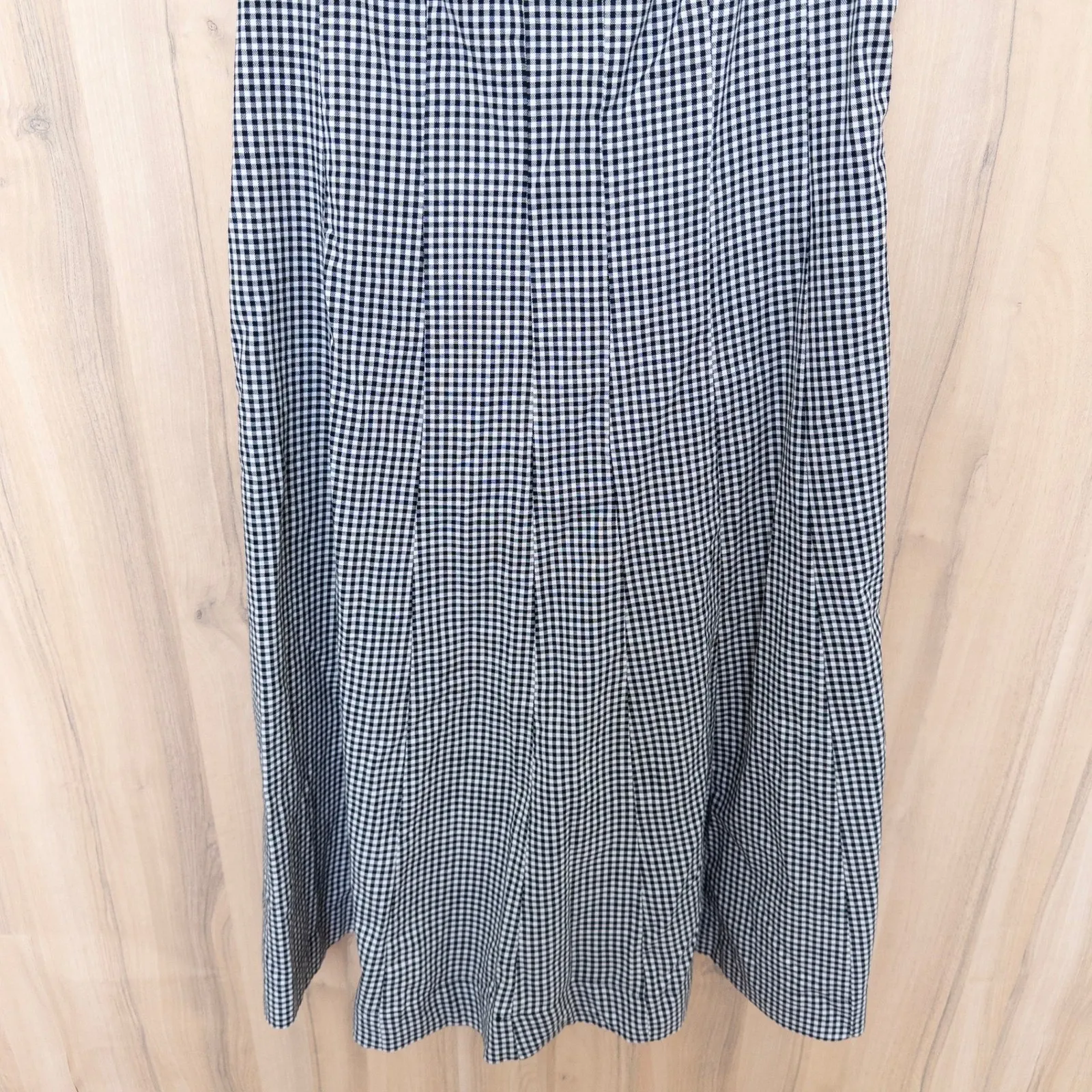 Womens Gingham Midi Dress Size 14 Black White Cottage Retro Romantic Preppy - Image 3