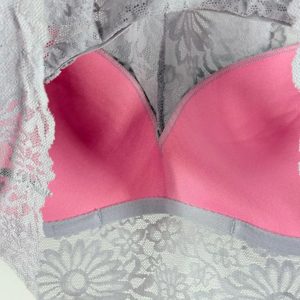 Pink Victoria’s Secret halter style lace padded bralette size medium Blue - Image 3