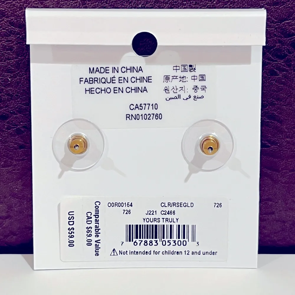 NWT Kate Spade Yours Truly Pave Heart Stud Earrings | Rose Gold - Image 2