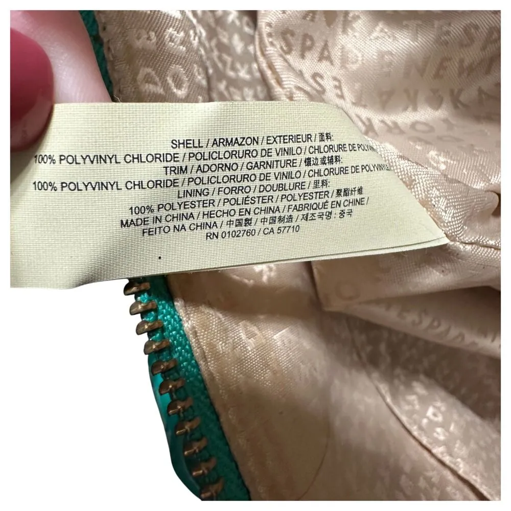 Kate Spade Camellia Street Sophie PVC Zipper Tote Bag Purse Handbag Teal Blue - Image 5