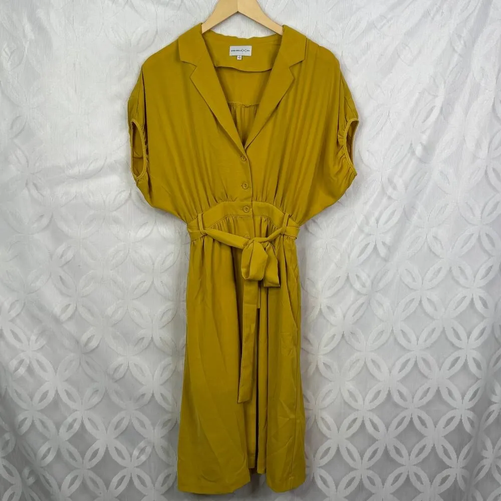 Chriselle Lim x J.O.A Roman Gold Baggy‎ Midi Pocket Shirtdress Size XS - Image 10