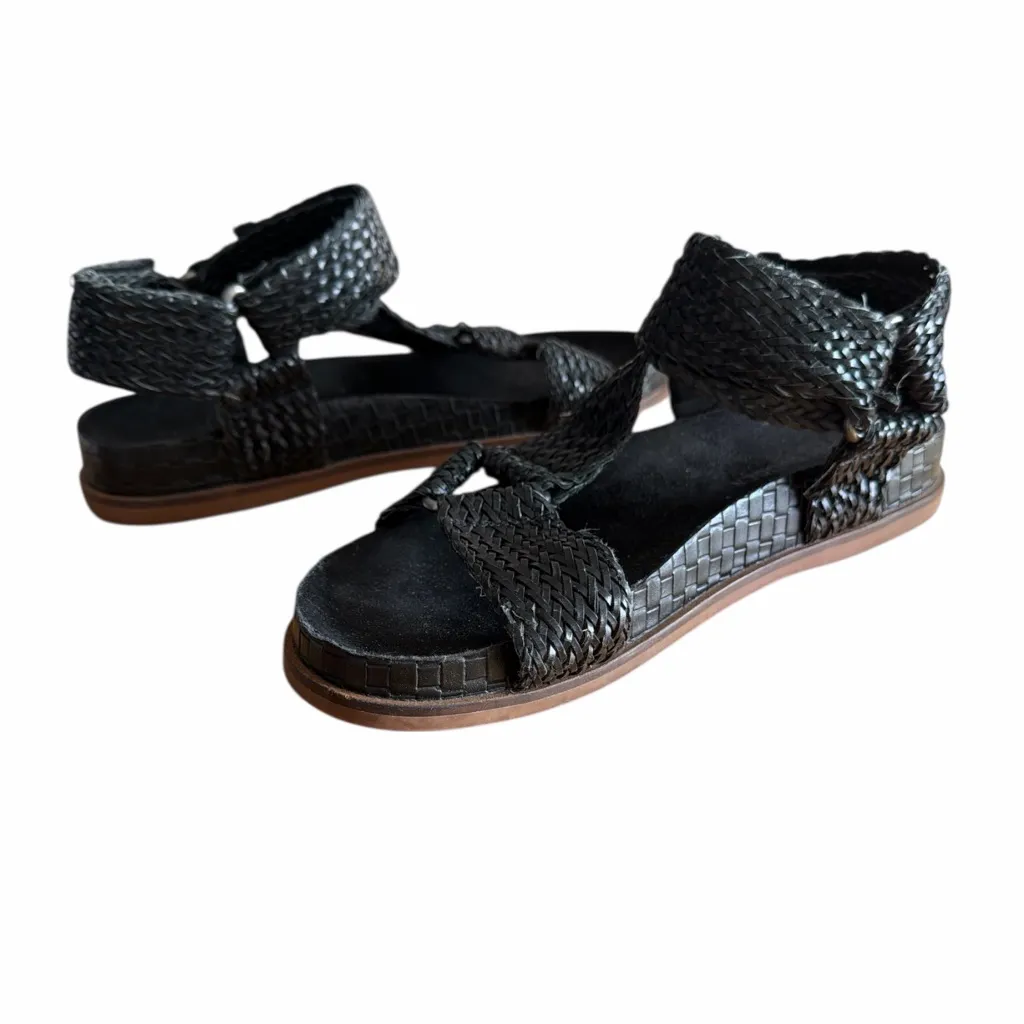 Kelsi Dagger Brooklyn Spark Black Woven Leather Sandals - Image 5