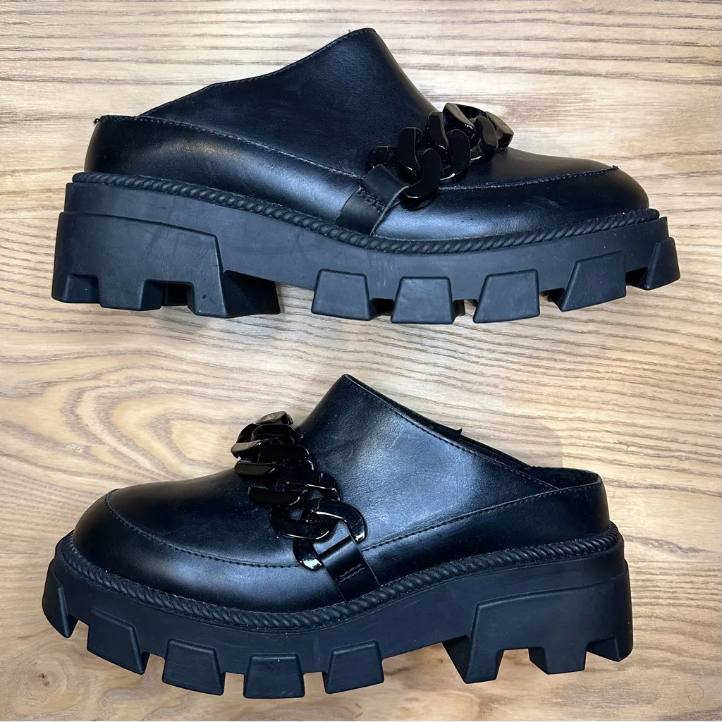 Kelsi Dagger Brooklyn Boxer Black Chunky Chain Platform Mules - Image 6