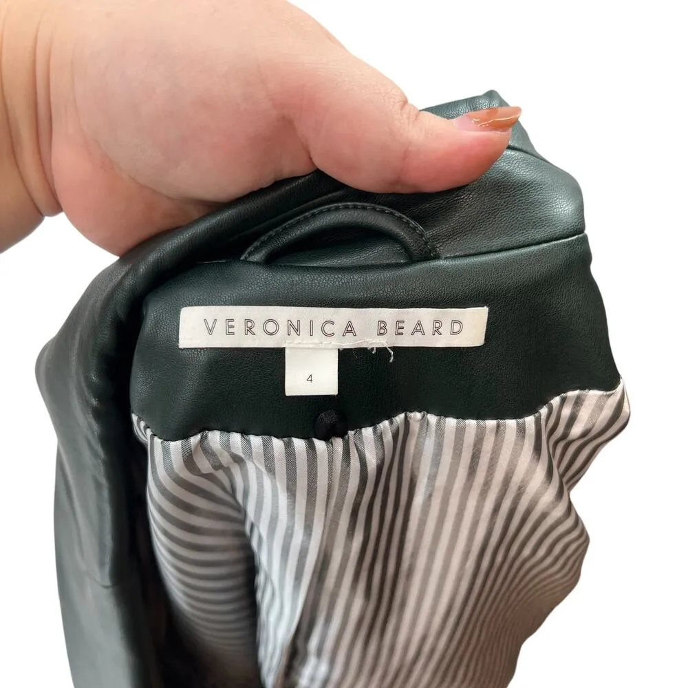 Veronica Beard Hollis Faux Leather Dickey Jacket Blazer Green Size 4 *Flawed - Image 15