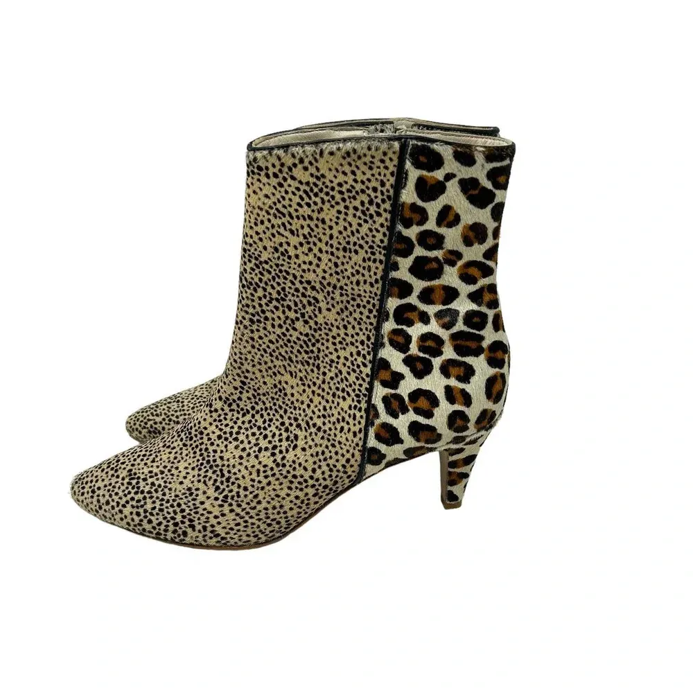 Matisse Moon Walkin‎ Boots Beige Cowhair Leopard Print Heeled Size 8 Brown - Image 3