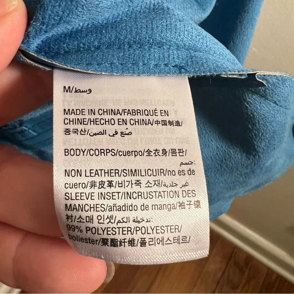 INC International Concepts Vegan Leather Draped Front Jacket Blue M Size M - Image 13