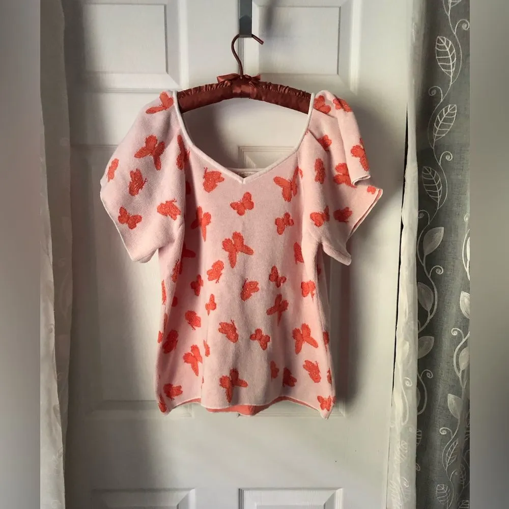 Cato puff short sleeves Women sweater knit top butterfly babydoll size XL - Image 3